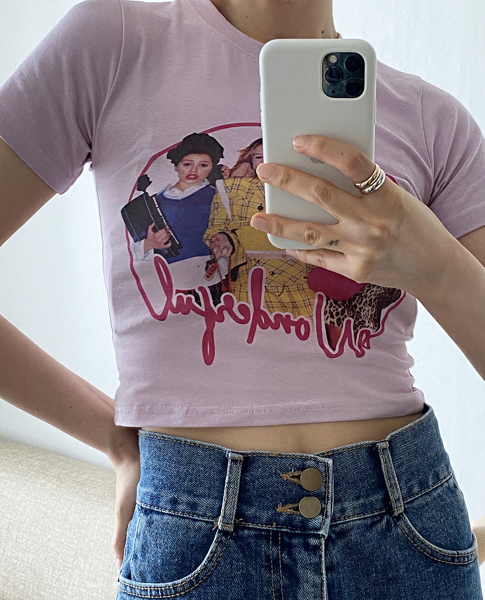 90&#039;s retro cropped tee 3color
