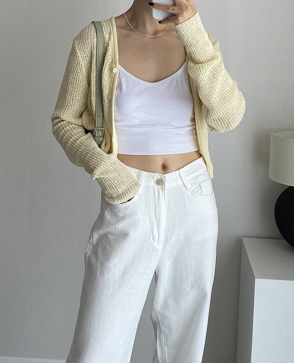 summer knit cropped cardigan 3color