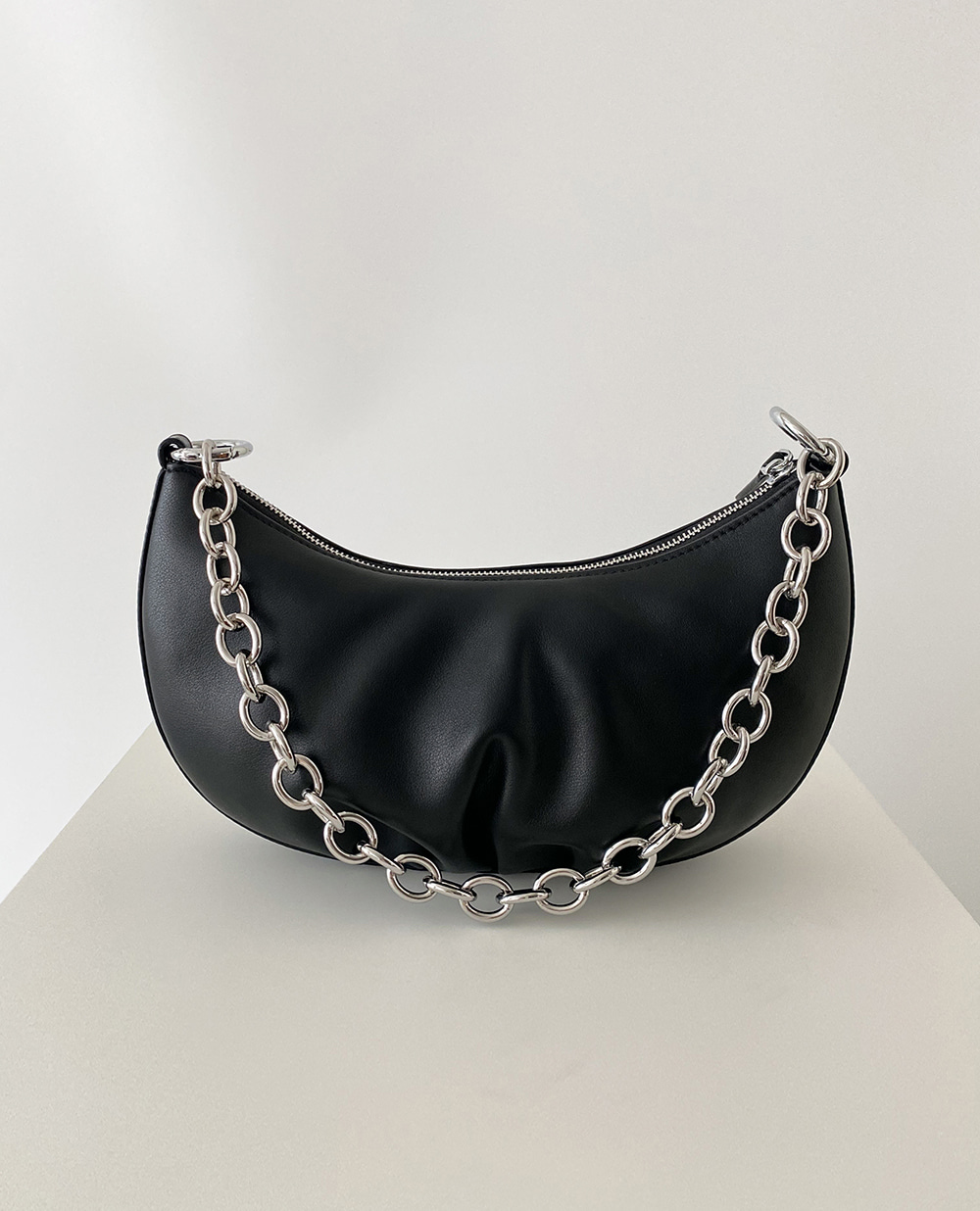 (leather) cow leather half moon bag 2color