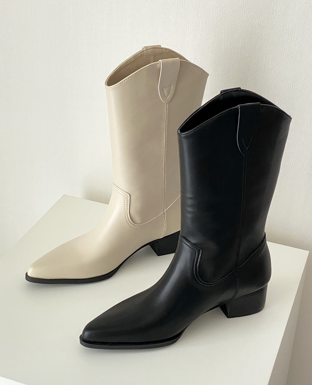 simple western half boots 2color