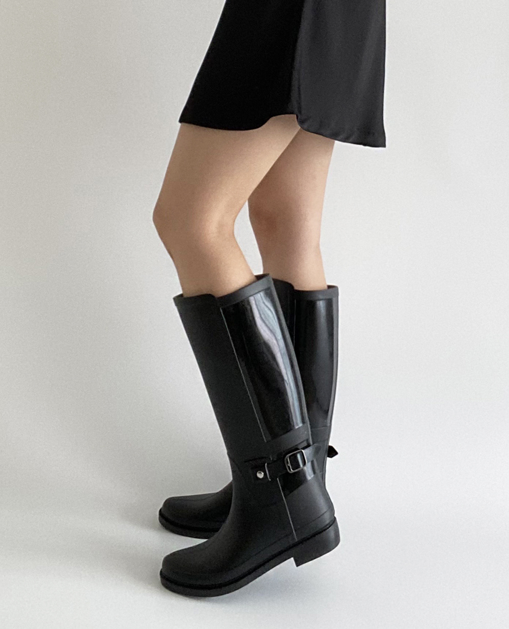 modern belted rain boots
