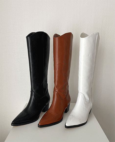 basic western long boots 3color