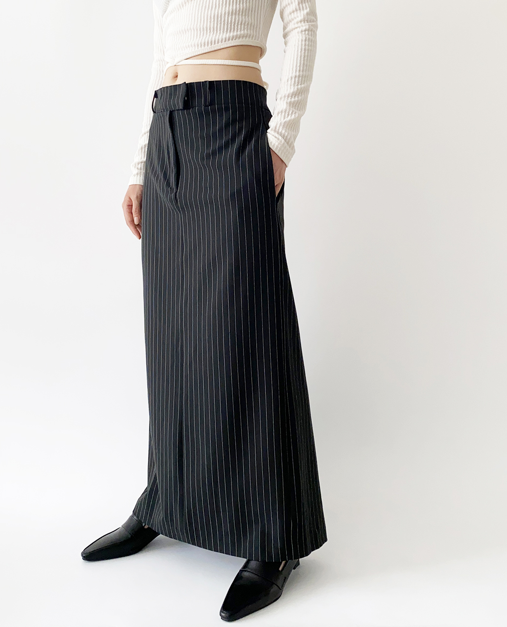 low h-line long skirt 2color