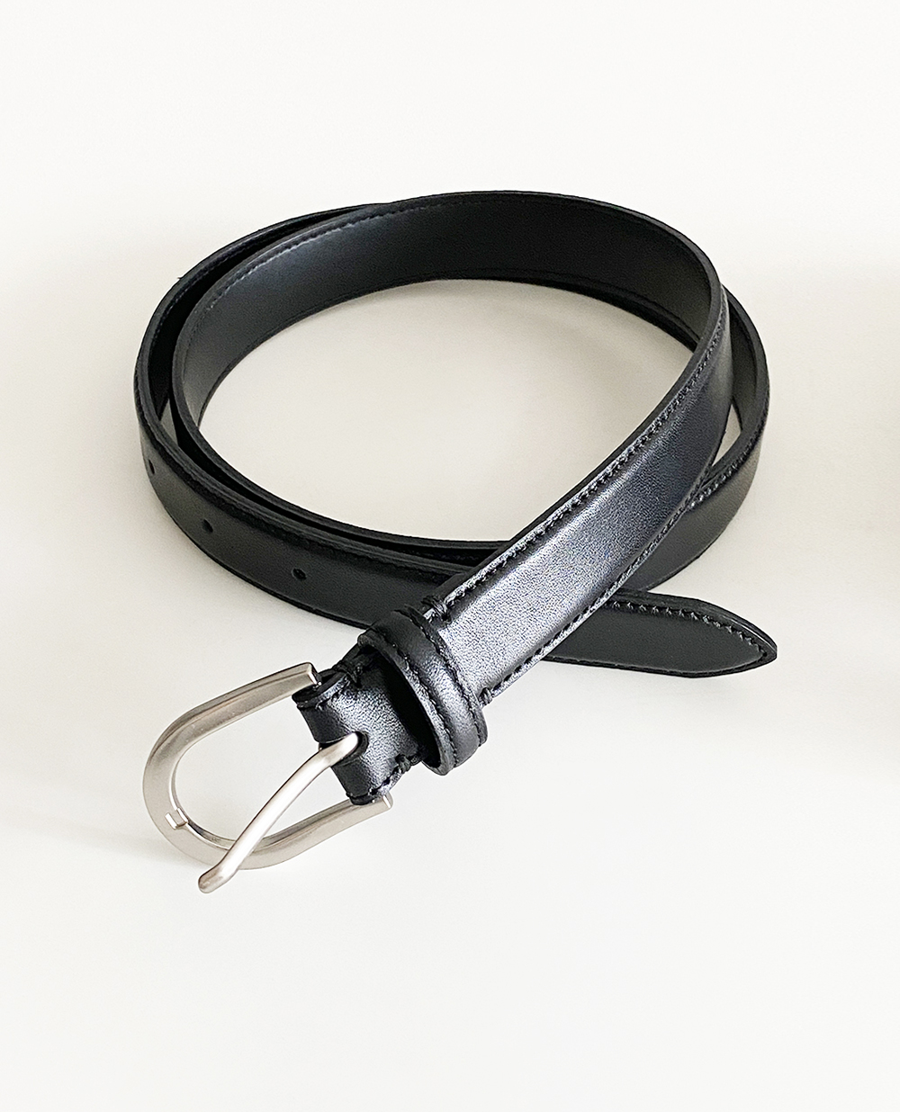 (cow leather)classic round silver belt