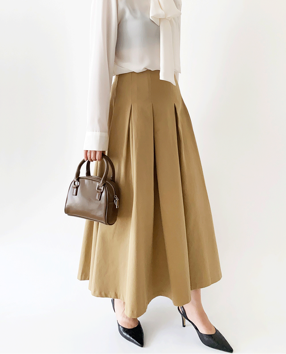 long flared skirt 3color