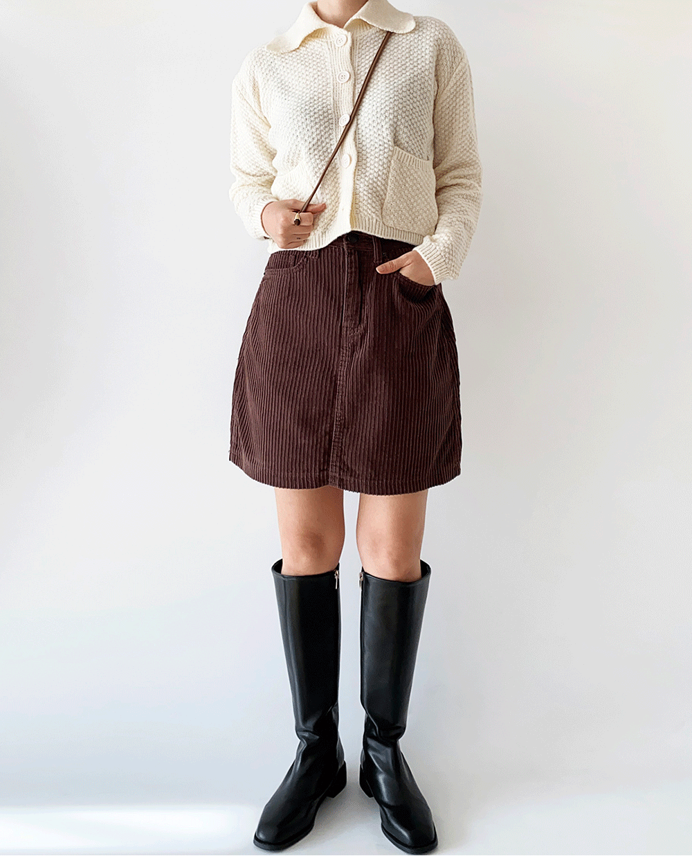 corduroy mini skirt 2color